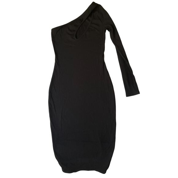 Fashion Nova Women Dress XS Black Bodycon Amari Ribbed Midi Dress Long Sleeve - Picture 1 of 7